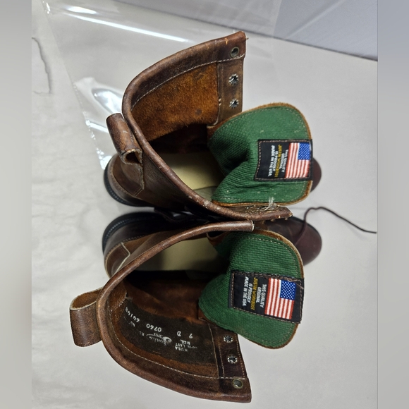 Justin Briar Mens Work Boots Sz 9D Brown Leather Soft Toe Lace & Hook Lace Up - Picture 11 of 12